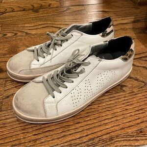 P448 Cheetah White Sneakers with Suede Upper Low-Top Design and Rubber Sole